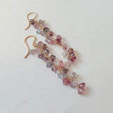 スピネルのフリンジロングピアス