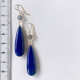 大きなラピスラズリとラブラドライトのピアス