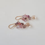 トパーズとスピネルのブーケピアス