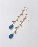 コンケーブカット ロンドンブルートパーズとサファイアのロングピアス