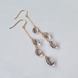 アフガニスタンフローライトのトリプルピアス　ピンク