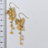 イエローオパールとシトリンとビアクォーツ、ツァボライトのミモザピアス