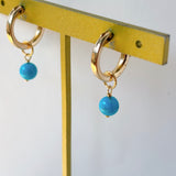 スリーピングビューティーターコイズの一粒ピアスチャーム