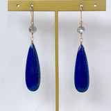 大きなラピスラズリとラブラドライトのピアス