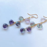 フローライトの五連ロングピアス　パープル