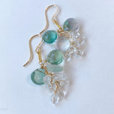 フローライトと両剣水晶のピアス