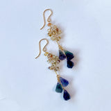 フローライトとナチュラルジルコンのピアス