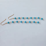 スリーピングビューティーターコイズの丸玉小ステーションロングピアス