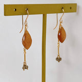 Golden shine moonstone and brown diamond earrings 