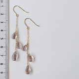 アフガニスタンフローライトのトリプルピアス　ピンク