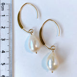 Single large drop freshwater pearl earrings 