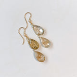 ゴールデンルチルクォーツのダブルピアス