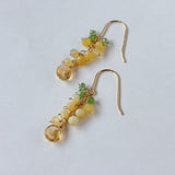 イエローオパールとシトリンとツァボライトのミニミモザピアス