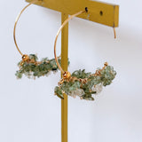 モルダバイトとハーキマークォーツのフープピアス