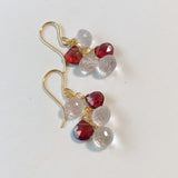 ローズクォーツとロードライトガーネットのピアス