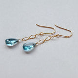 ロンドンブルートパーズのダイヤチェーンのピアス