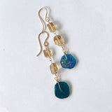 ローマングラスとトパーズピアス