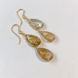 ゴールデンルチルクォーツのダブルピアス