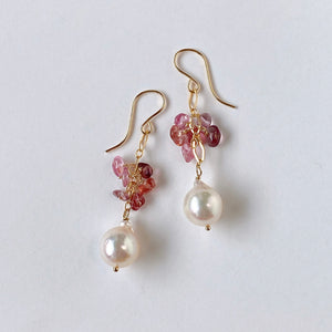 Akoya baroque and spinel bouquet earrings