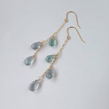 アフガニスタンフローライトのトリプルピアス　グリーン