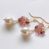 Akoya baroque and spinel bouquet earrings