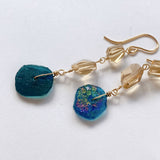 ローマングラスとトパーズピアス