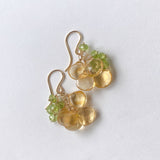 シトリンとペリドットのふさふさピアス