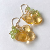 シトリンとペリドットのふさふさピアス
