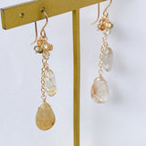 golden rutilated quartz and zircon earrings