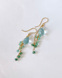 Large aquamarine and emerald earrings