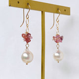 Akoya baroque and spinel bouquet earrings