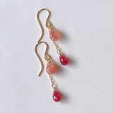 Delicate rhodochrosite and ruby ​​earrings from Peru 