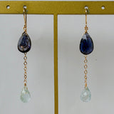 アイオライトとアクアマリンのピアス