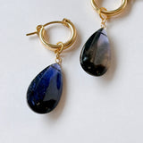 バフトップカットの大粒アイオライトの一石ピアスチャーム