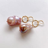 Oyster baroque pearl ring earrings