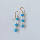 スリーピングビューティーターコイズの丸玉三連ピアス