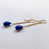 lapis lazuli bar chain earrings