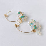 【YN様専用】ラウンドカットオパールとソノランターコイズのフープピアス