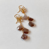 Chocolate moonstone and natural zircon earrings