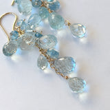 アクアマリンのふさふさピアス