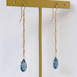 Concave London Blue Topaz Bar Chain Earrings 