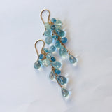 アクアマリンのふさふさピアス