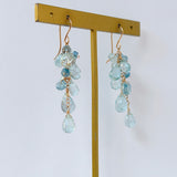 アクアマリンのふさふさピアス