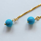 スリーピングビューティーターコイズの丸玉アメリカンピアス