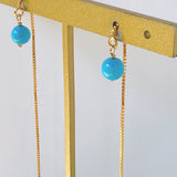 スリーピングビューティーターコイズの丸玉アメリカンピアス