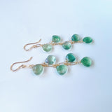 フローライトの五連ロングピアス　グリーン