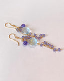 Large aquamarine and tanzanite long earrings