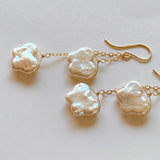 Butterfly pearl double earrings 