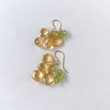 シトリンとペリドットのふさふさピアス