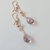 アメトリンと小粒天然石のロングピアス